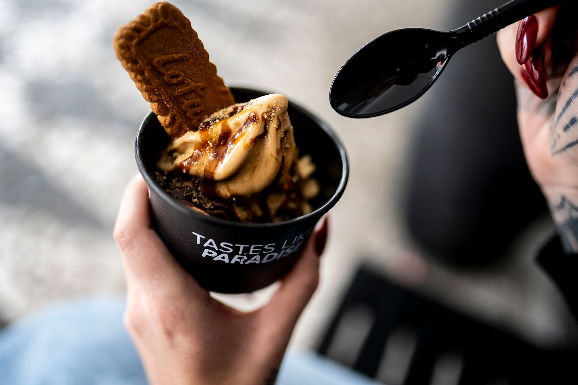 Sorvete soft com biscoito Lotus